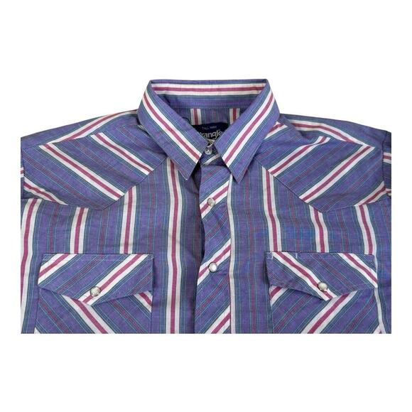 Wrangler Western Shirt Men's Purple Pink Pearl Snap Plaid Button Long Size LT - Picture 11 of 12